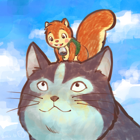 『シートン動物記 りすのバナー』バナー&母ネコ illustrated by YUME